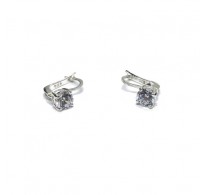 E000901 Sterling Silver Earrings With 5.5mm Cubic Zirconia Solid Hallmarked 925 Handmade